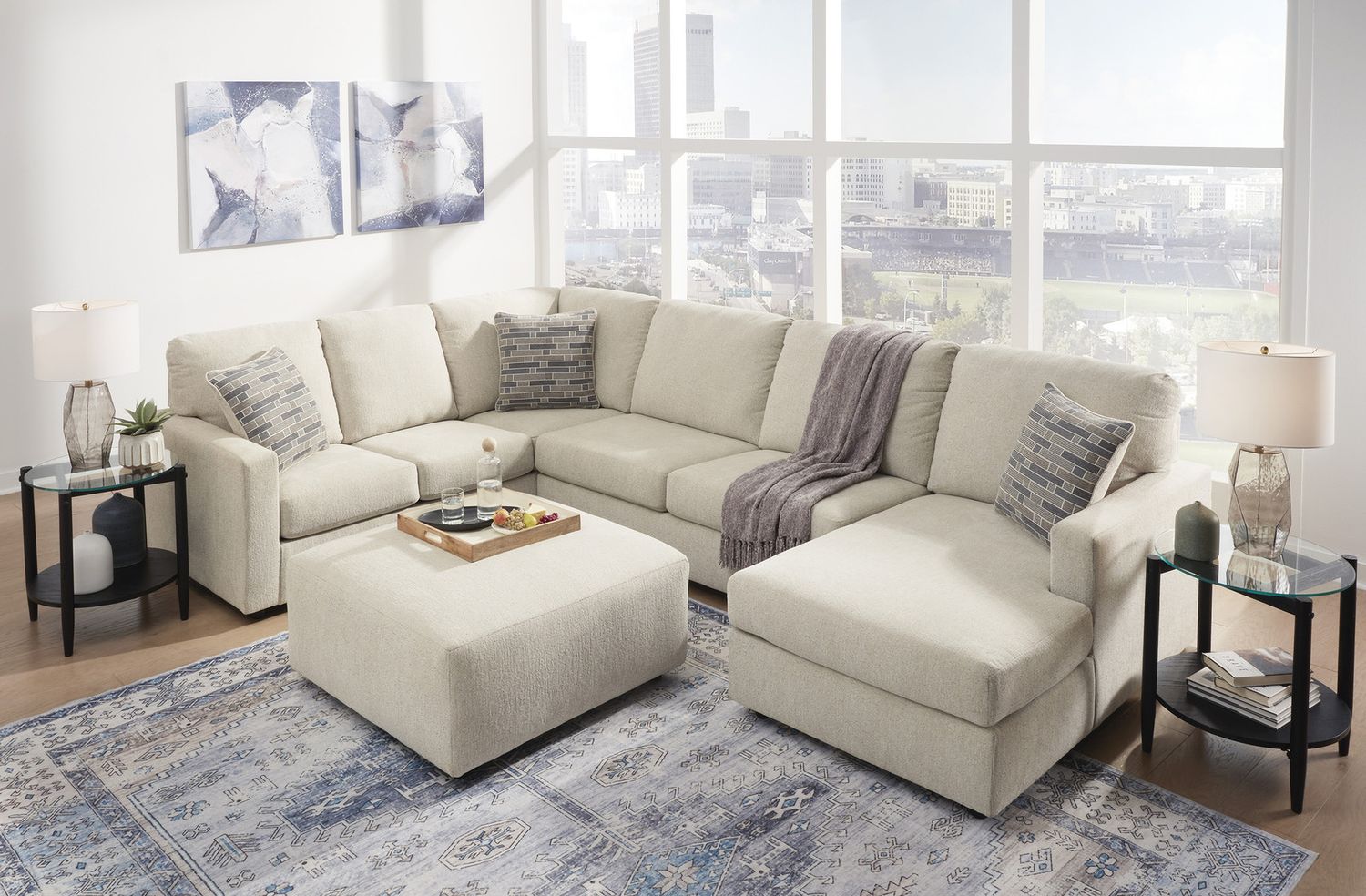 Edenfield 3-Piece LAF Corner Chaise Sectional In Linen 29004S1