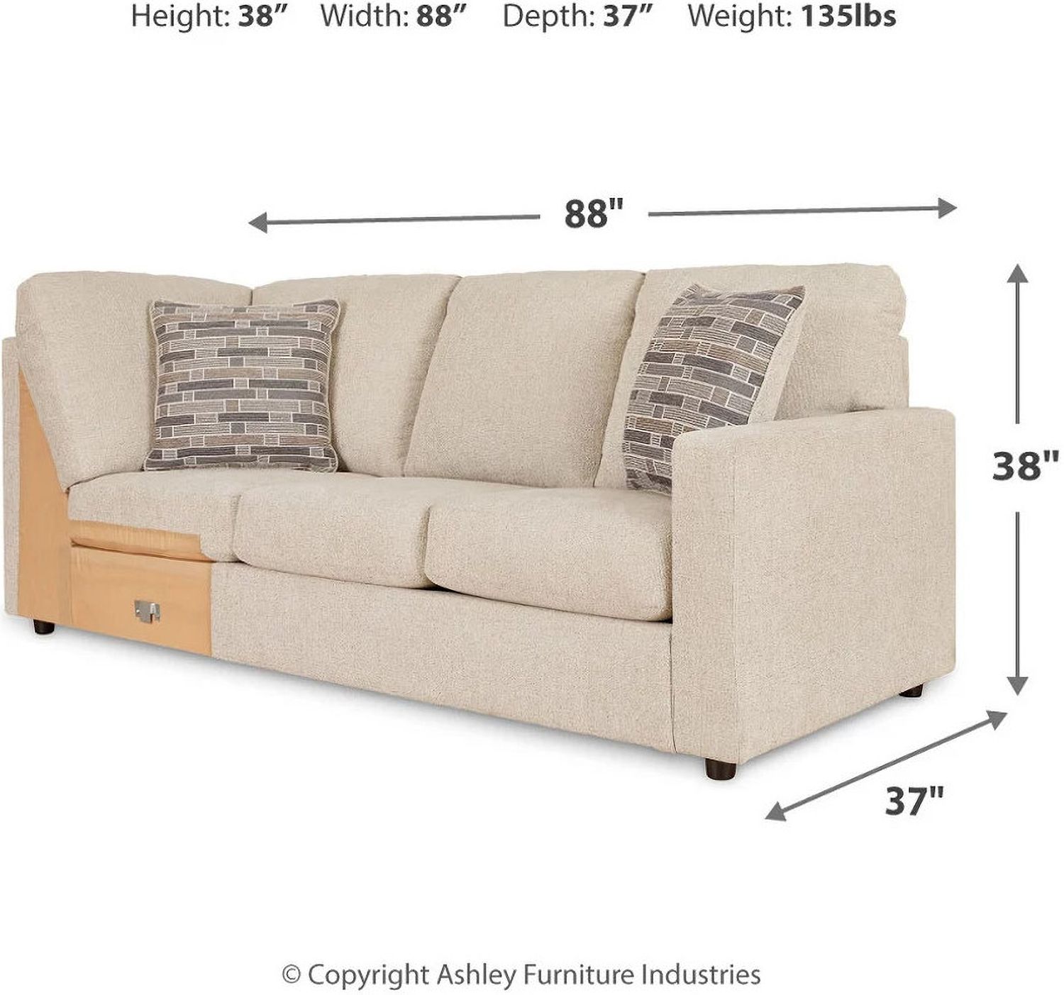 Edenfield 3-Piece LAF Corner Chaise Sectional In Linen 29004S1