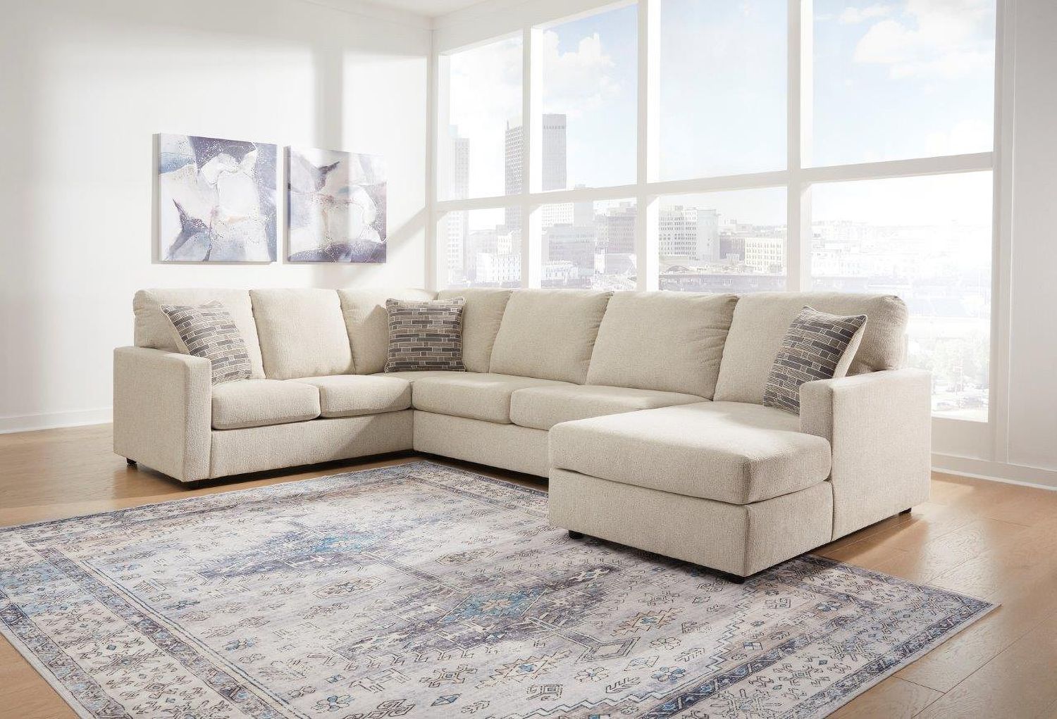 Edenfield 3-Piece RAF Corner Chaise Sectional In Linen 29004S2