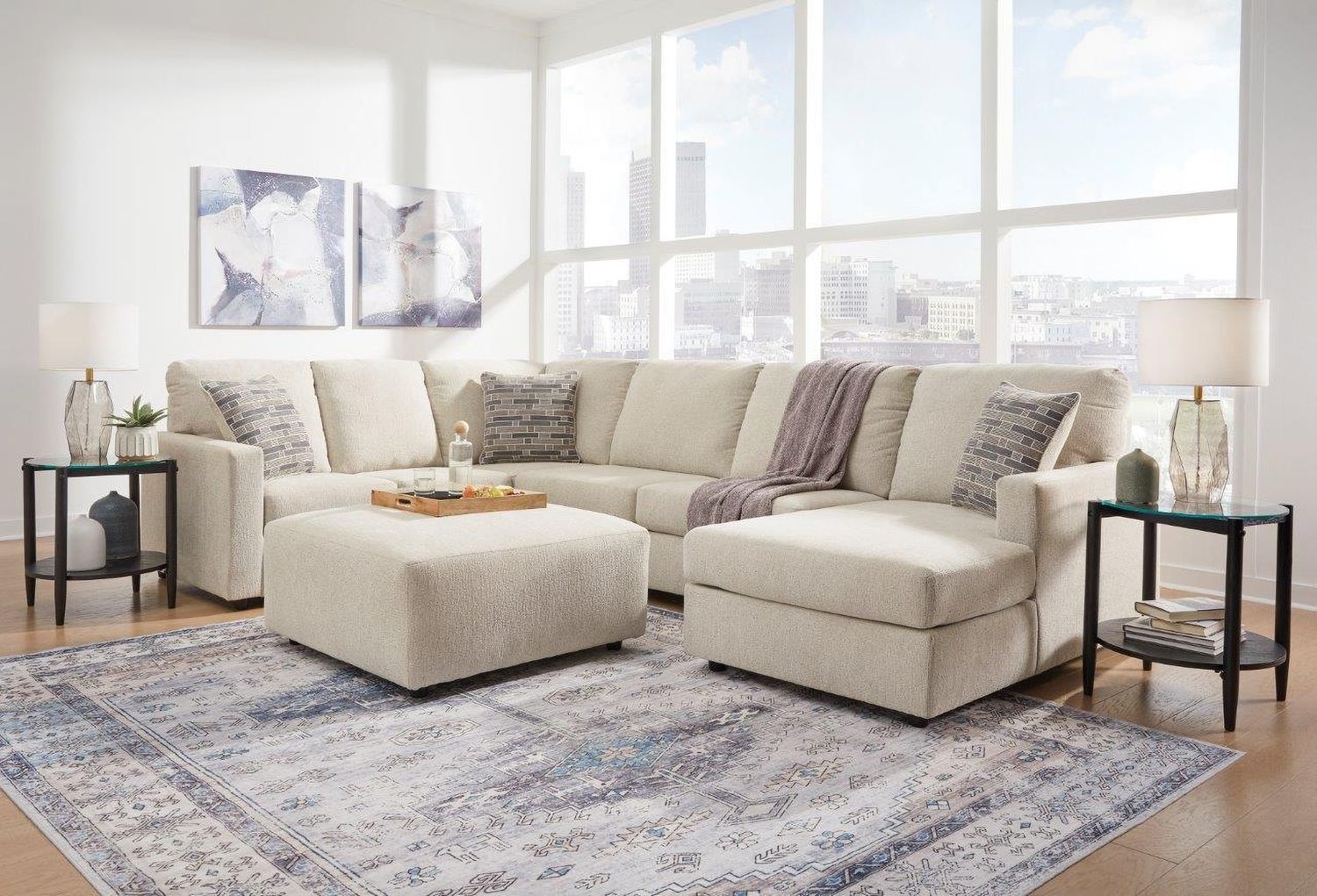 Edenfield 3-Piece RAF Corner Chaise Sectional In Linen 29004S2