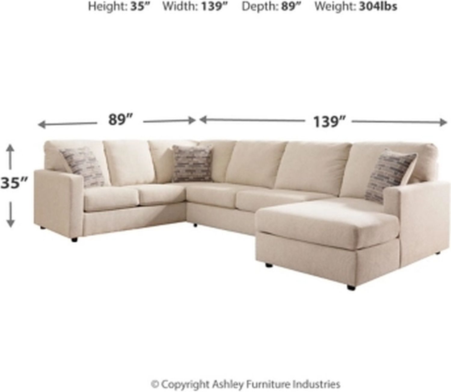 Edenfield 3-Piece RAF Corner Chaise Sectional In Linen 29004S2