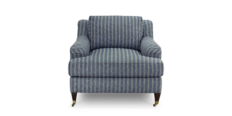 Stockten Indigo English Arm Chair with Casters 29141225505BLDOWN