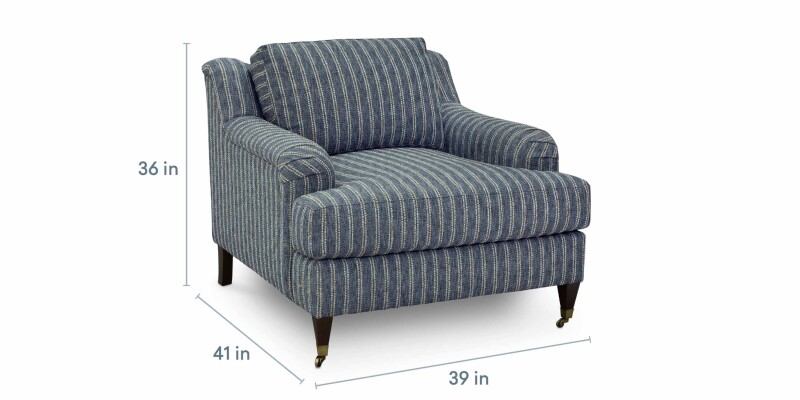 Stockten Indigo English Arm Chair with Casters 29141225505BLDOWN