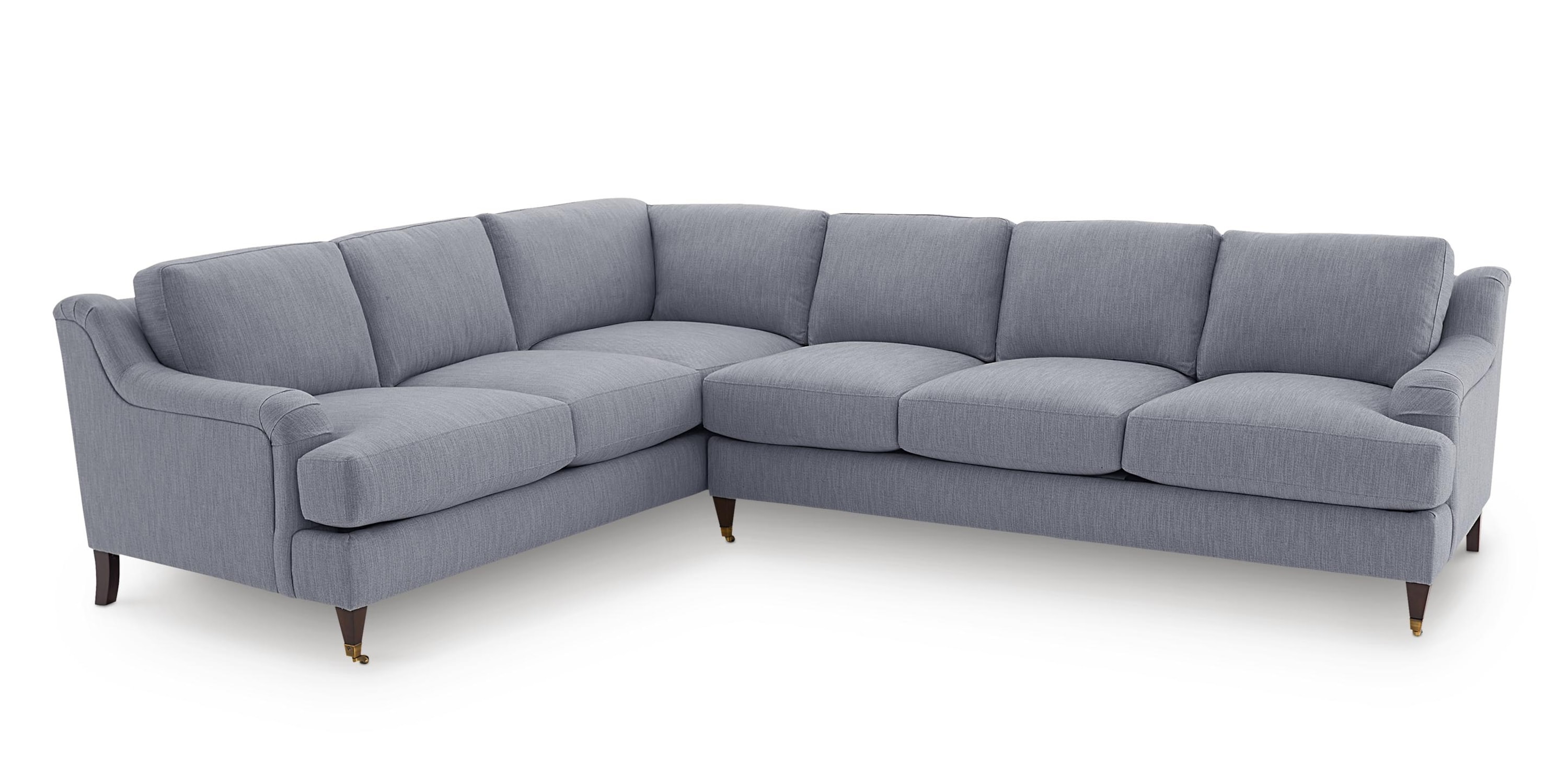 Stockten English Arm L-Shape Sectional with Casters 2914LSECT16285BLDOWN