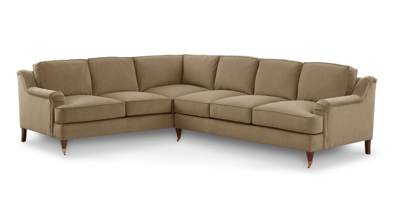 Stockten English Arm L-Shape Sectional with Casters 2914LSECT641358BLDOWN