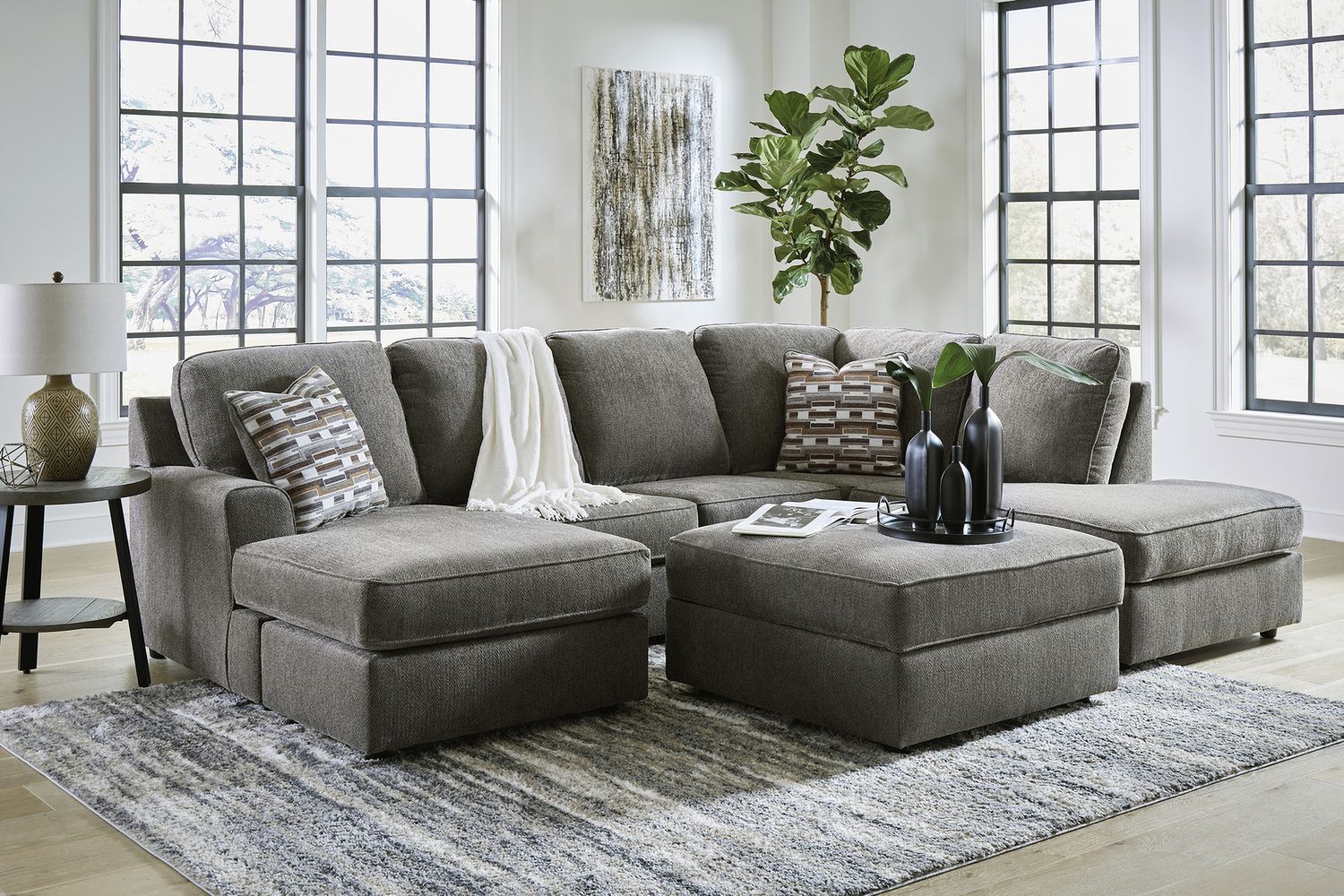 O'Phannon 2-Piece RAF Sectional and Ottoman In Putty 29402U2