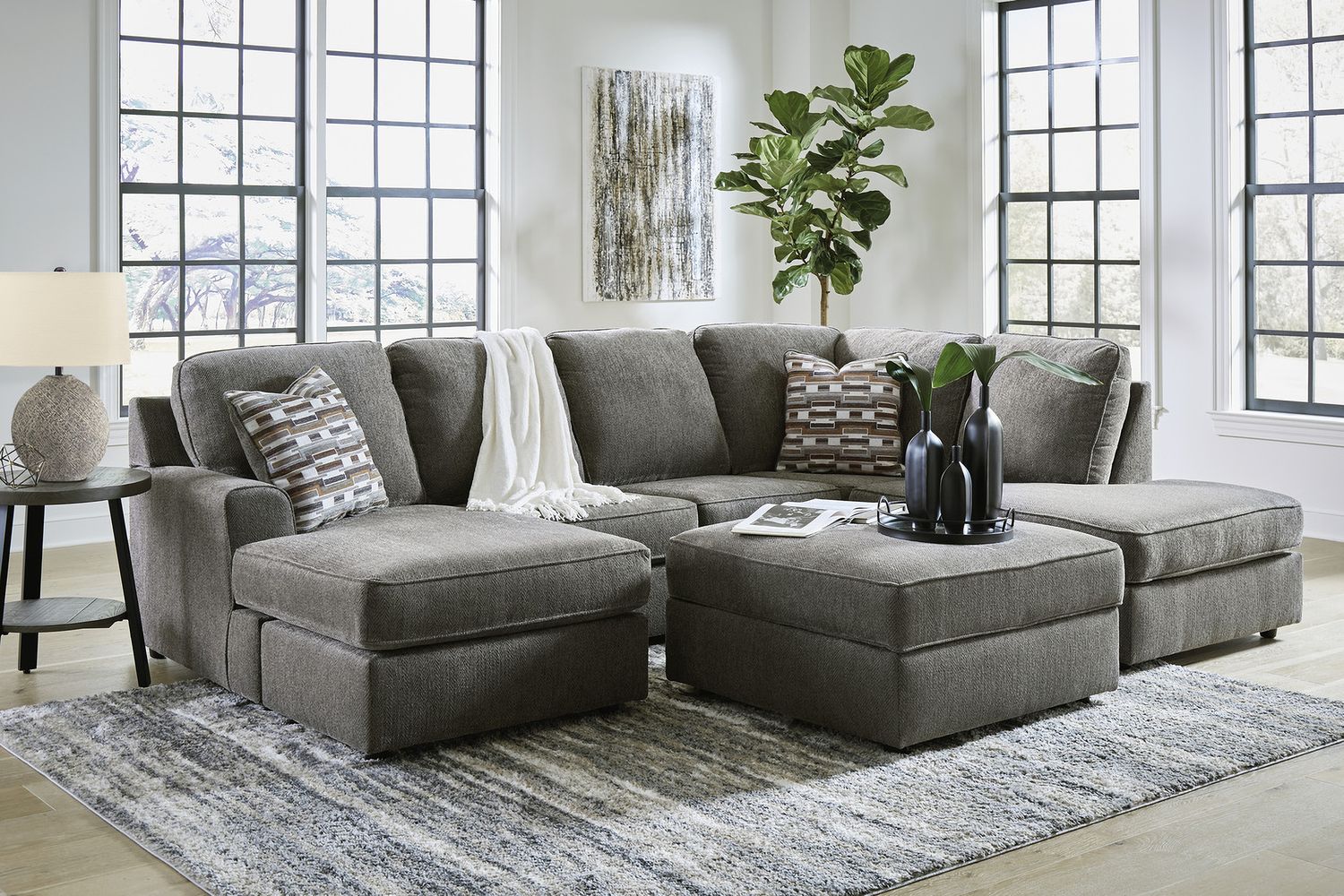 O'Phannon 2-Piece RAF Sectional and Ottoman In Putty 29402U2