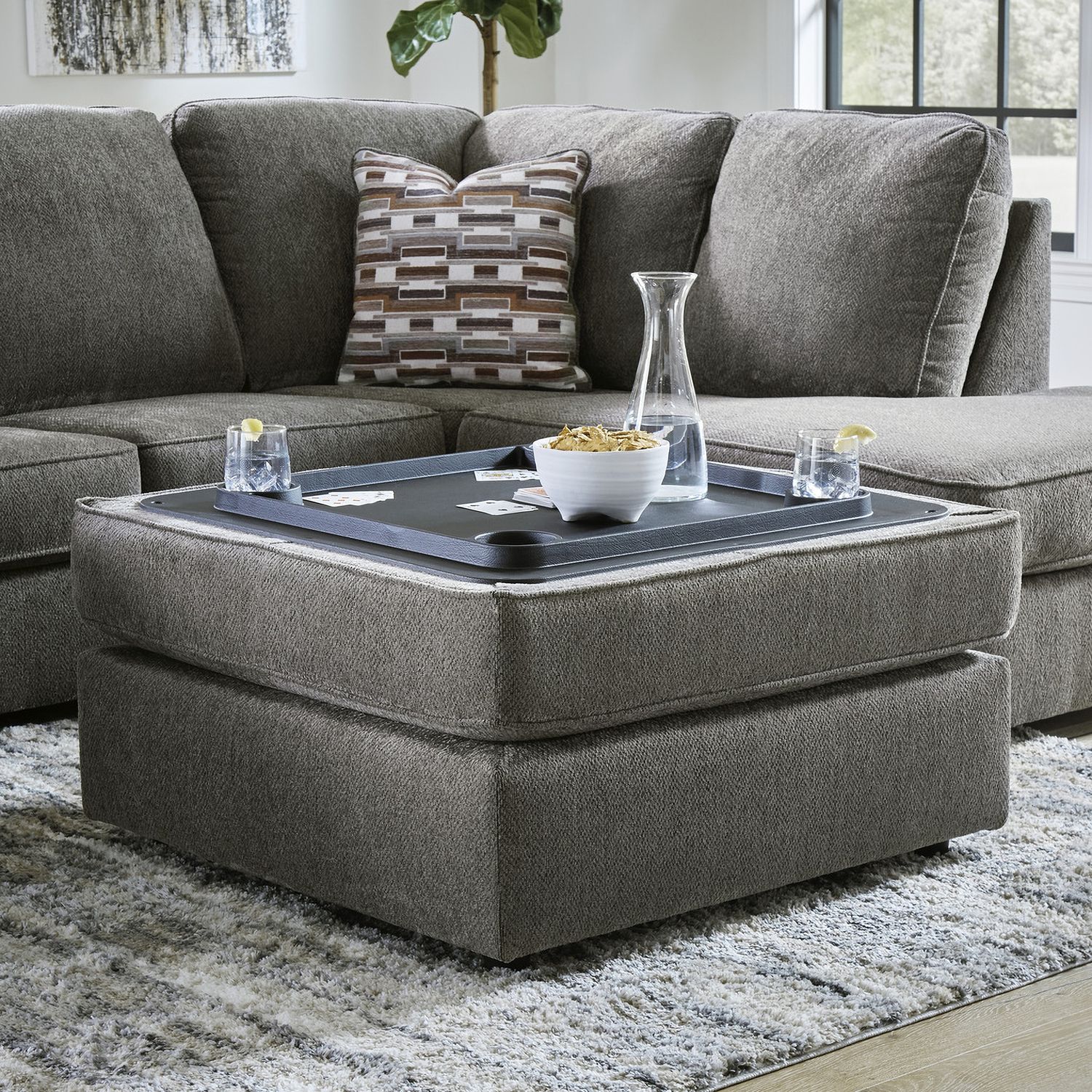 O'Phannon 2-Piece RAF Sectional and Ottoman In Putty 29402U2