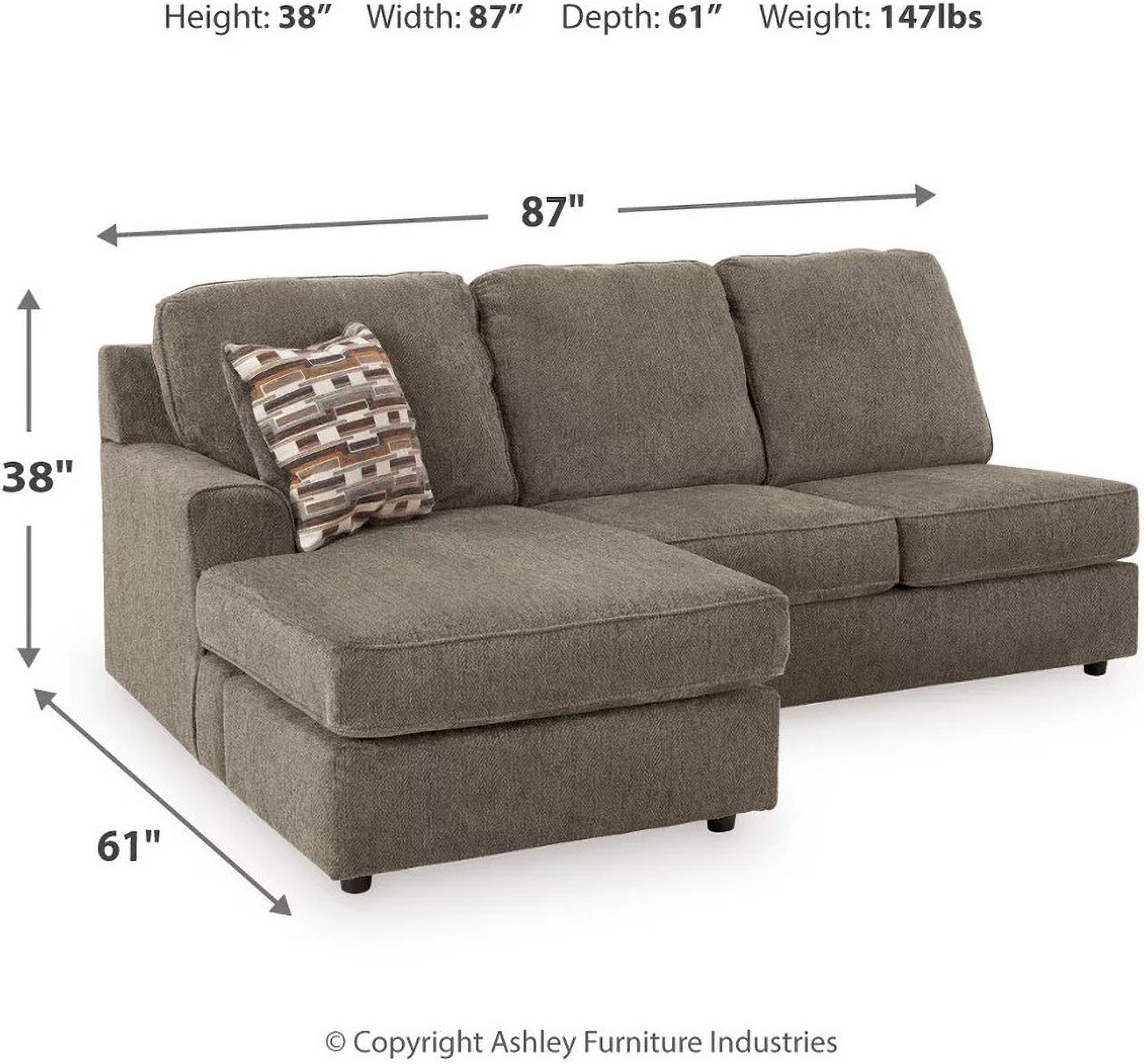 O'Phannon 2-Piece RAF Sectional and Ottoman In Putty 29402U2