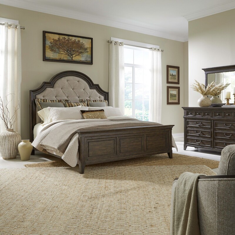 Paradise Valley King Uph Bed, Dresser & Mirror 297BRKUBDM