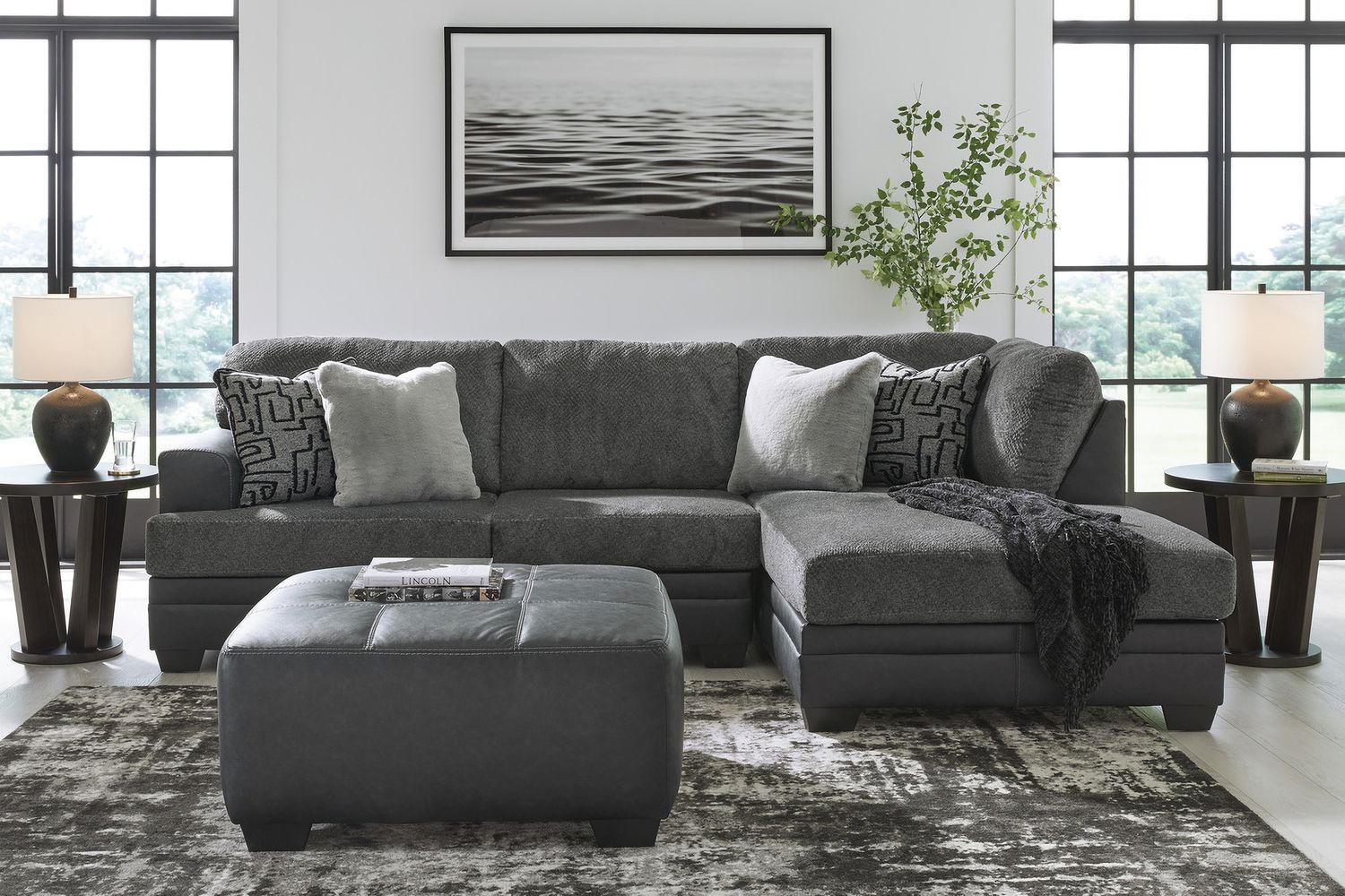 Brixley Pier Oversized Accent Ottoman In Graphite 2990608