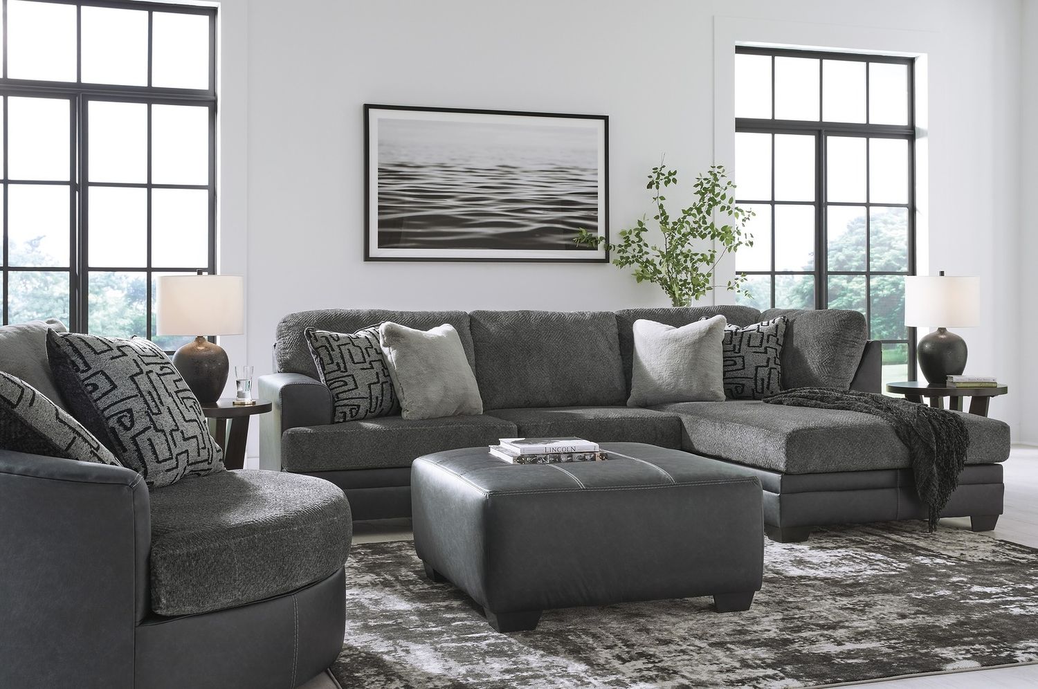 Brixley Pier Oversized Accent Ottoman In Graphite 2990608