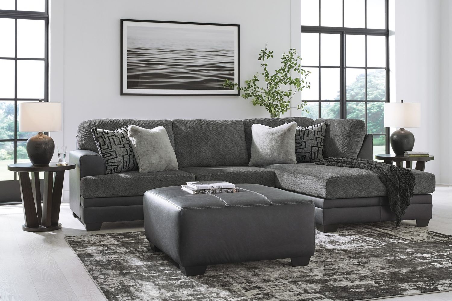 Brixley Pier Oversized Accent Ottoman In Graphite 2990608