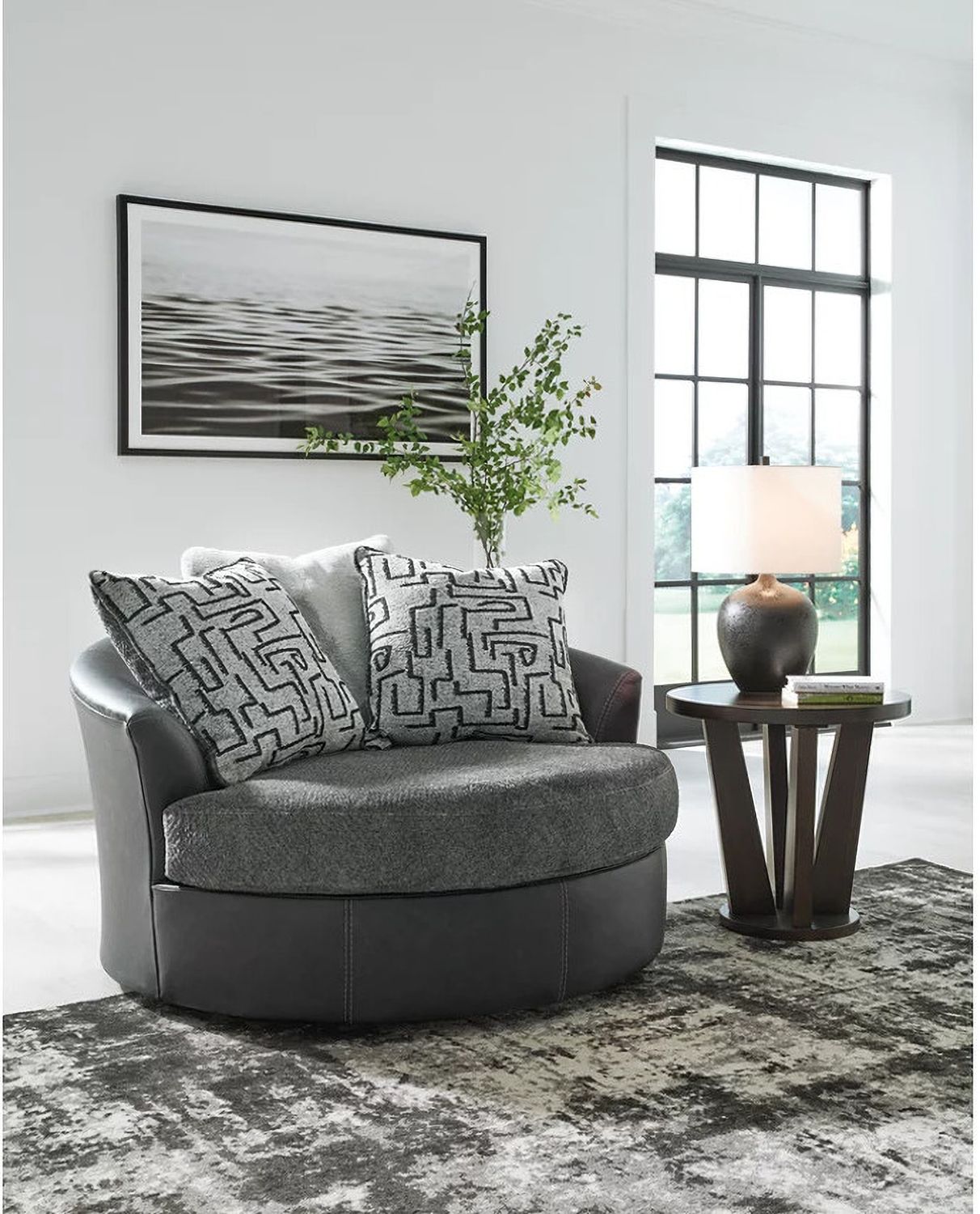 Brixley Pier Oversized Swivel Accent Chair In Graphite 2990621