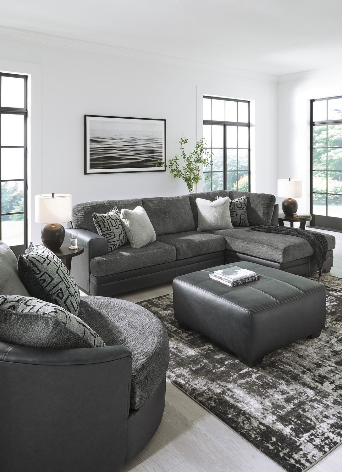 Brixley Pier Oversized Swivel Accent Chair In Graphite 2990621