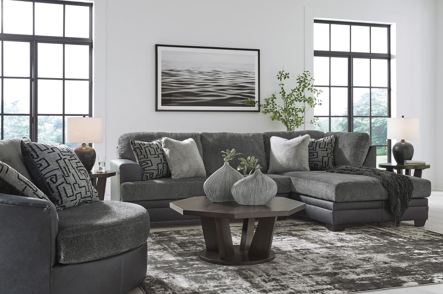 Brixley Pier Oversized Swivel Accent Chair In Graphite 2990621