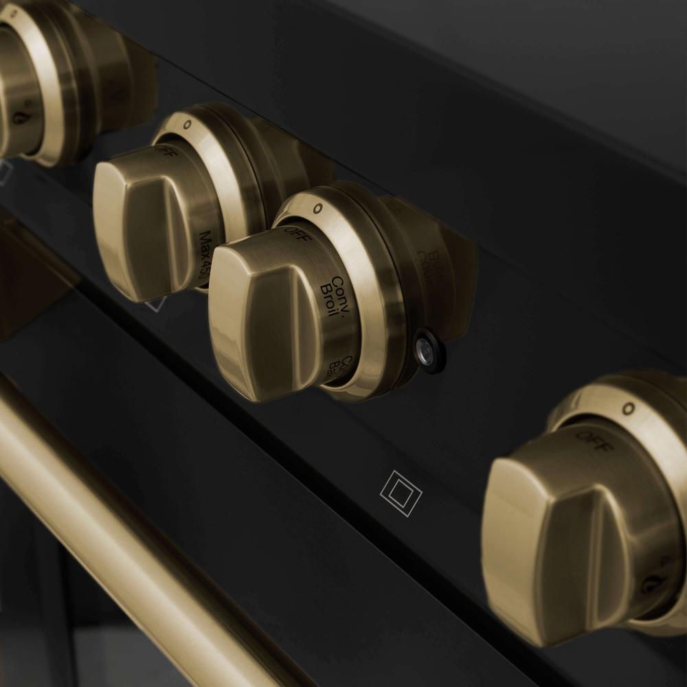 Autograph Edition 30 in. Kitchen Package with Black Stainless Steel Dual Fuel Range and Range Hood with Champagne Bronze Accents 2AKPRABRH30CB