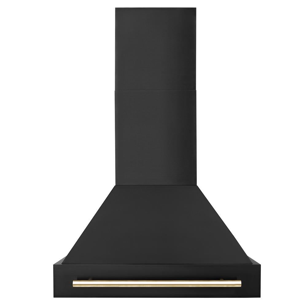 Autograph Edition 30 in. Kitchen Package with Black Stainless Steel Dual Fuel Range and Range Hood with Polished Gold Accents 2AKPRABRH30G