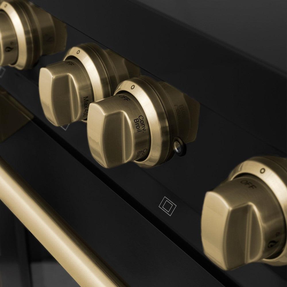 Autograph Edition 36 in. Kitchen Package with Black Stainless Steel Dual Fuel Range and Range Hood with Champagne Bronze Accents 2AKPRABRH36CB