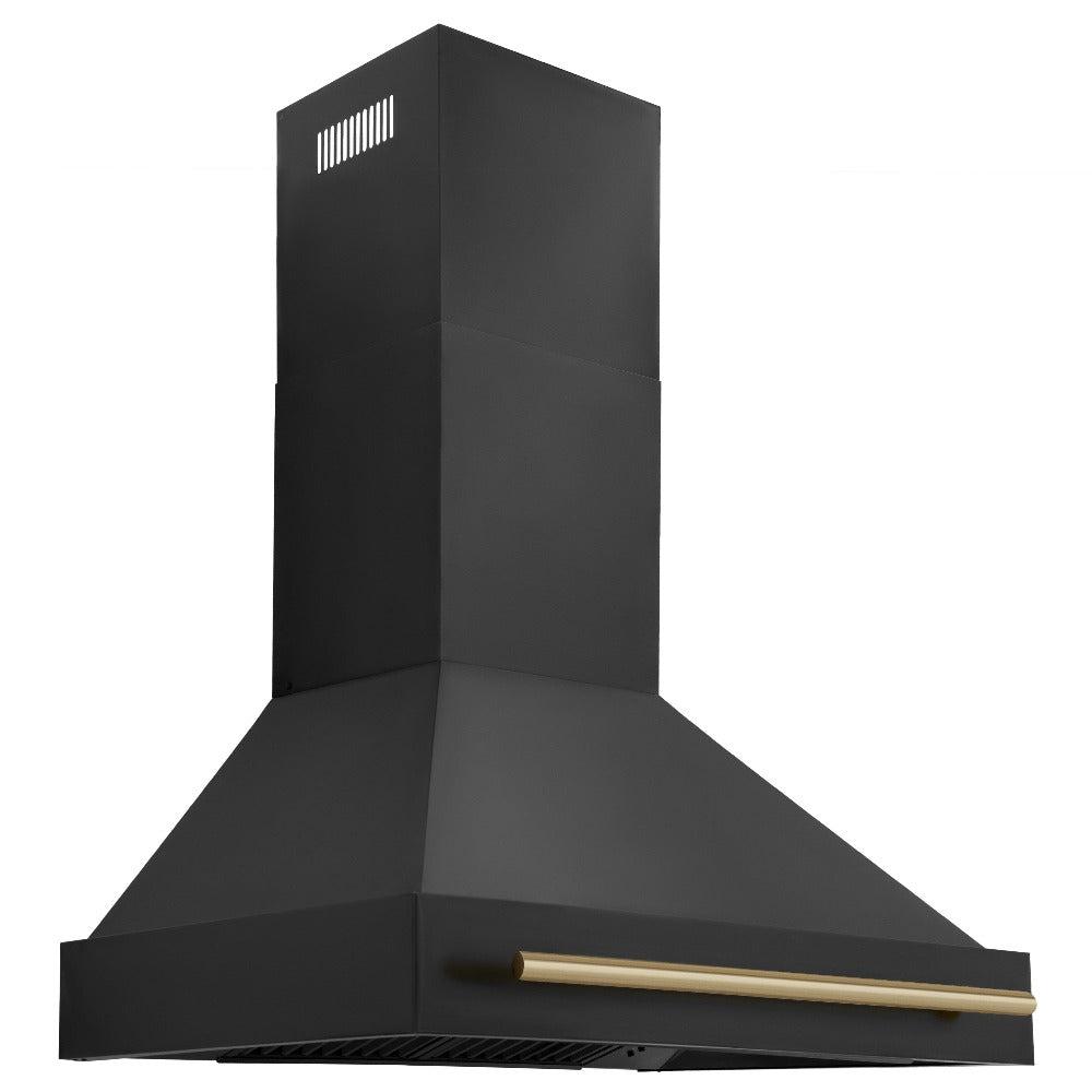 Autograph Edition 36 in. Kitchen Package with Black Stainless Steel Dual Fuel Range and Range Hood with Champagne Bronze Accents 2AKPRABRH36CB