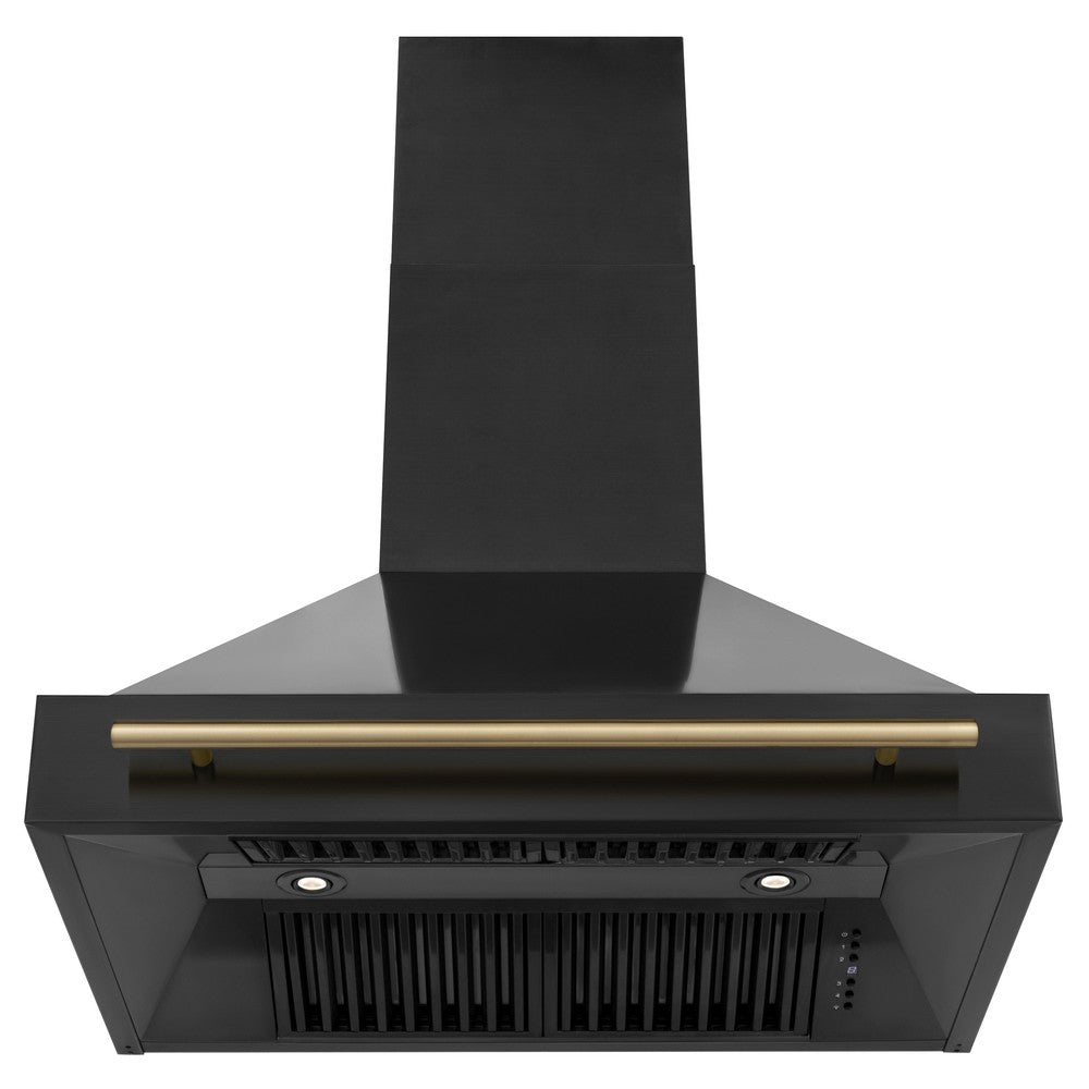 Autograph Edition 36 in. Kitchen Package with Black Stainless Steel Dual Fuel Range and Range Hood with Champagne Bronze Accents 2AKPRABRH36CB