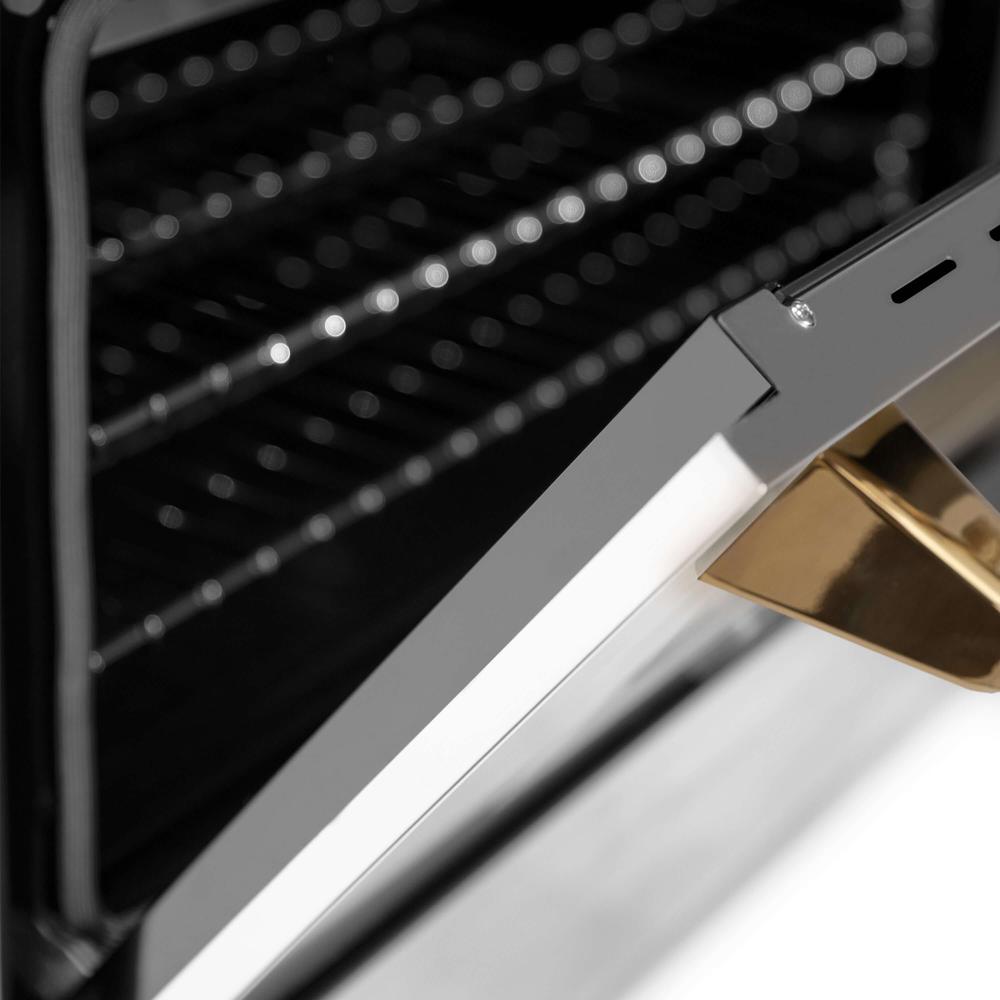 Autograph Edition 30 in. Kitchen Package with Stainless Steel Dual Fuel Range and Range Hood with Polished Gold Accents 2AKPRARH30G