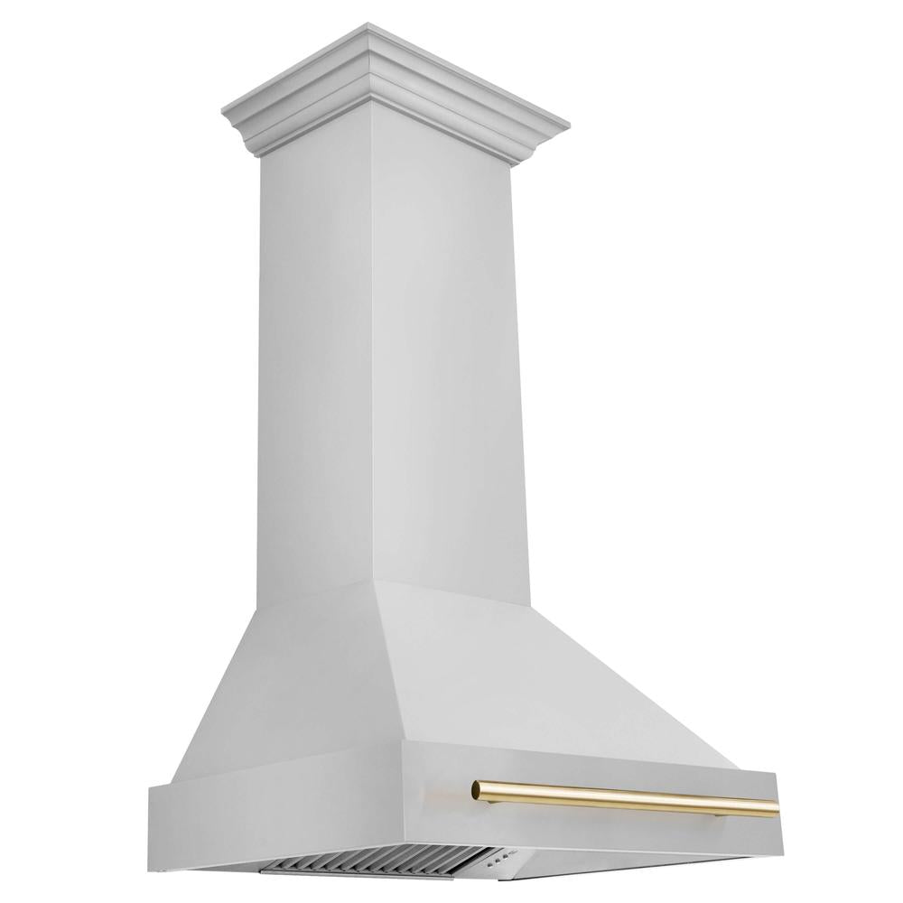 Autograph Edition 30 in. Kitchen Package with Stainless Steel Dual Fuel Range and Range Hood with Polished Gold Accents 2AKPRARH30G