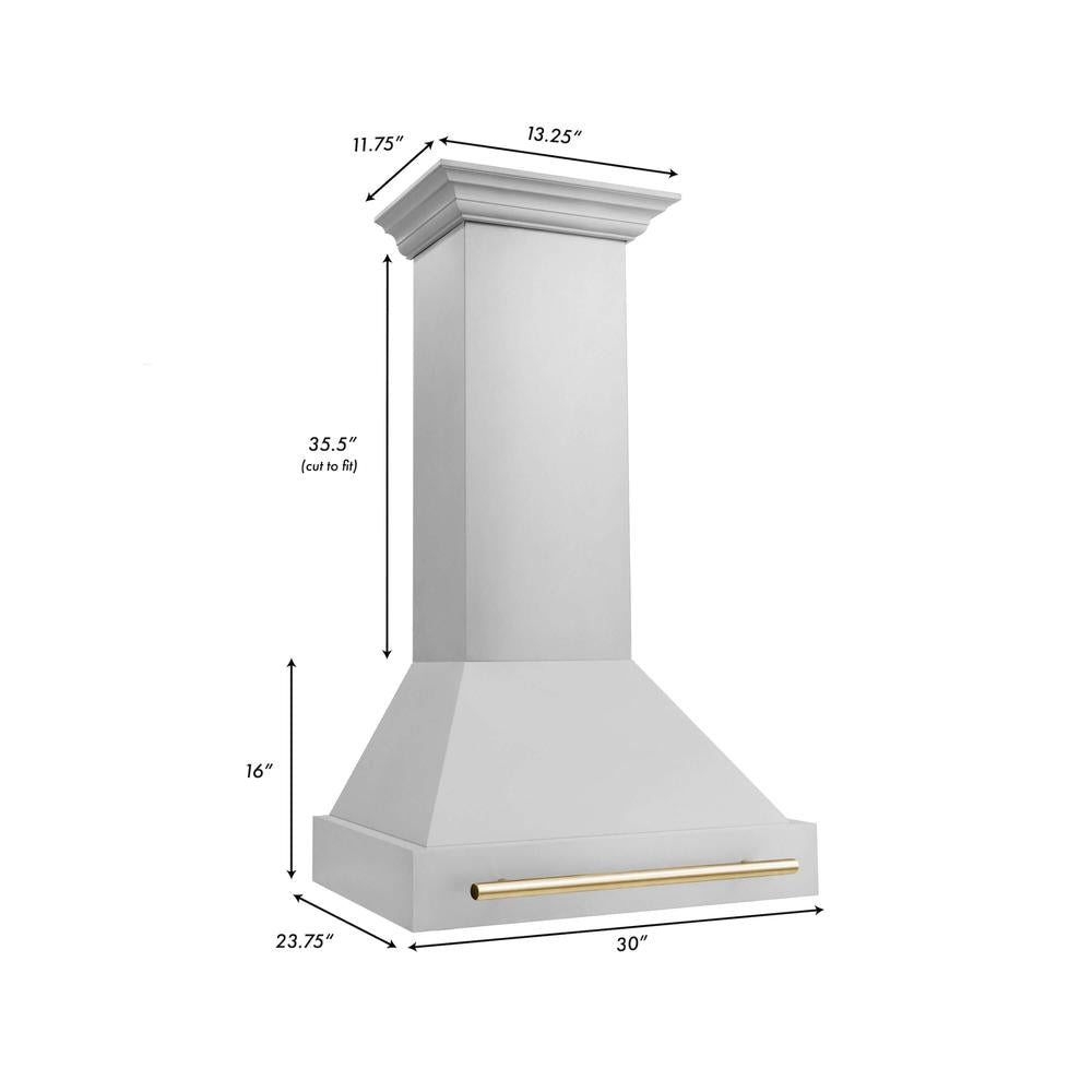 Autograph Edition 30 in. Kitchen Package with Stainless Steel Dual Fuel Range and Range Hood with Polished Gold Accents 2AKPRARH30G