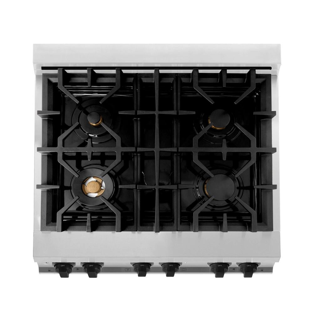 Autograph Edition 30 in. Kitchen Package with Stainless Steel Dual Fuel Range and Range Hood with Matte Black Accents 2AKPRARH30MB