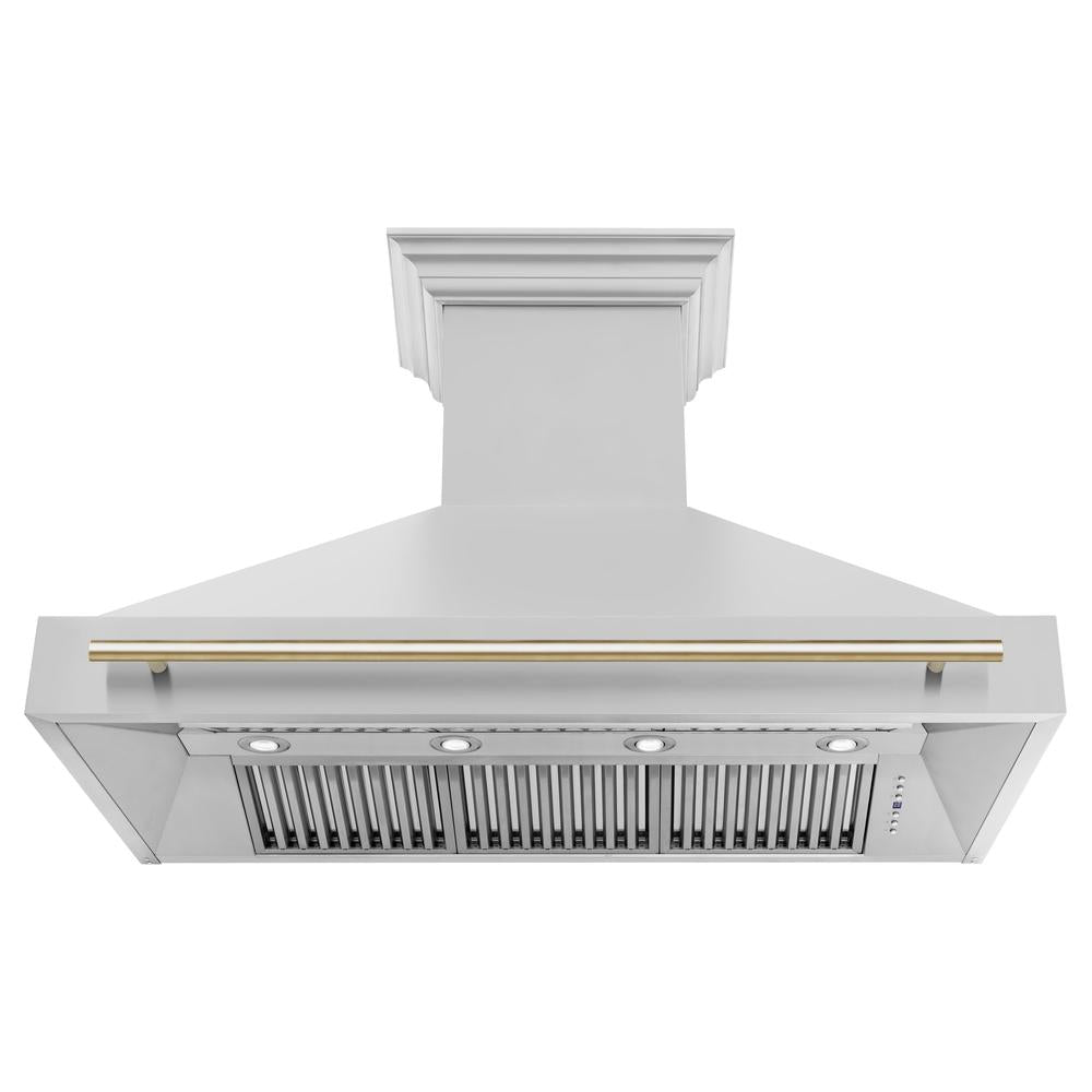 Autograph Edition 48 in. Kitchen Package with Stainless Steel Dual Fuel Range and Range Hood with Polished Gold Accents 2AKPRARH48G