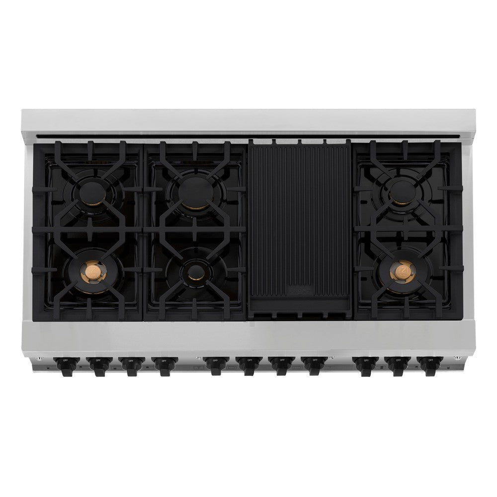 Autograph Edition 48 in. Kitchen Package with Stainless Steel Dual Fuel Range and Range Hood with Matte Black Accents 2AKPRARH48MB