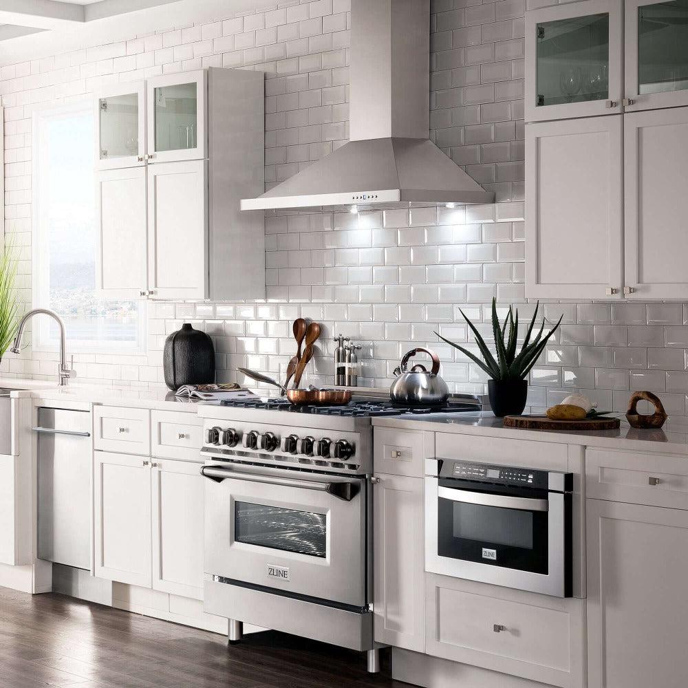 36 in. Kitchen Package with Stainless Steel Dual Fuel Range and Convertible Vent Range Hood 2KPRARH36