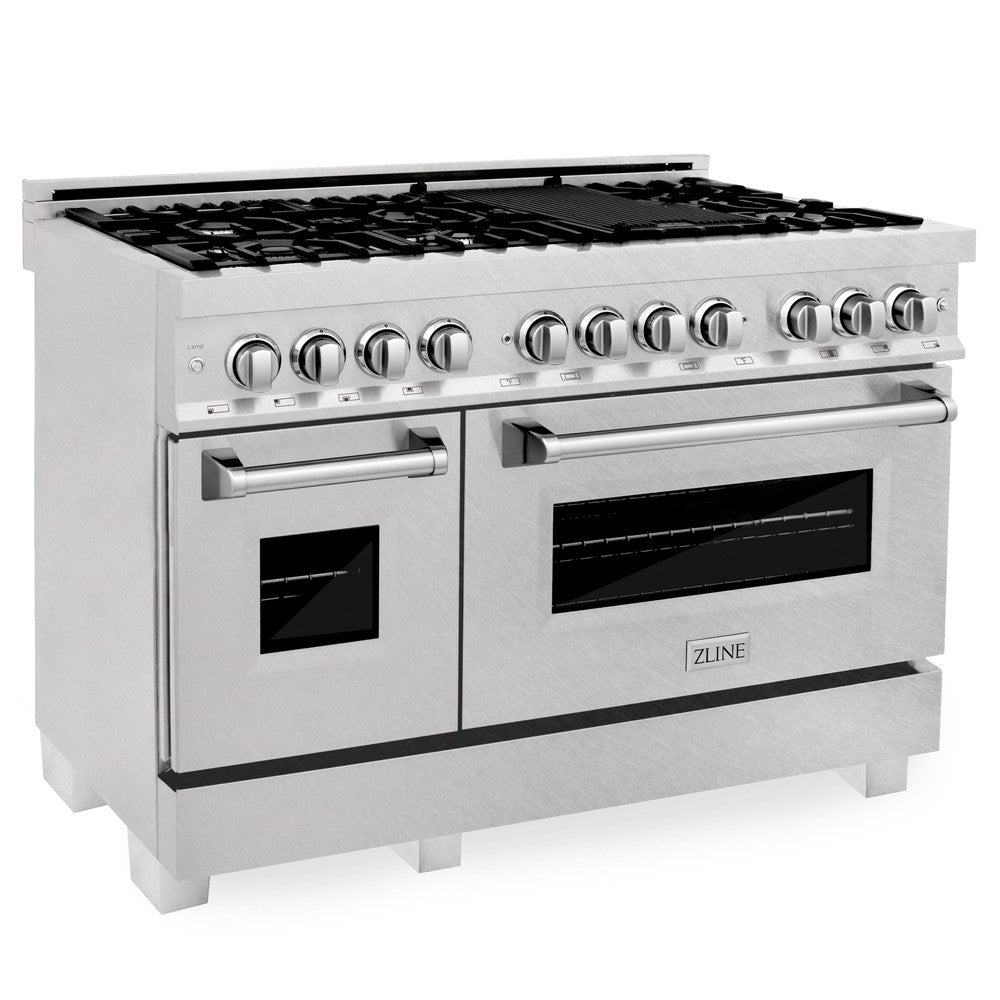 48" Kitchen Package with DuraSnow® Stainless Steel Dual Fuel Range and Convertible Vent Range Hood 2KPRASSNRH48