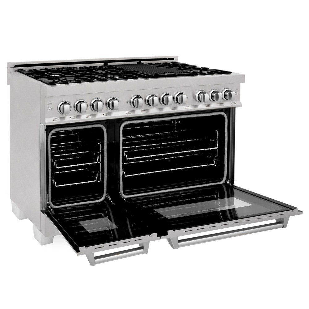 48" Kitchen Package with DuraSnow® Stainless Steel Dual Fuel Range and Convertible Vent Range Hood 2KPRASSNRH48
