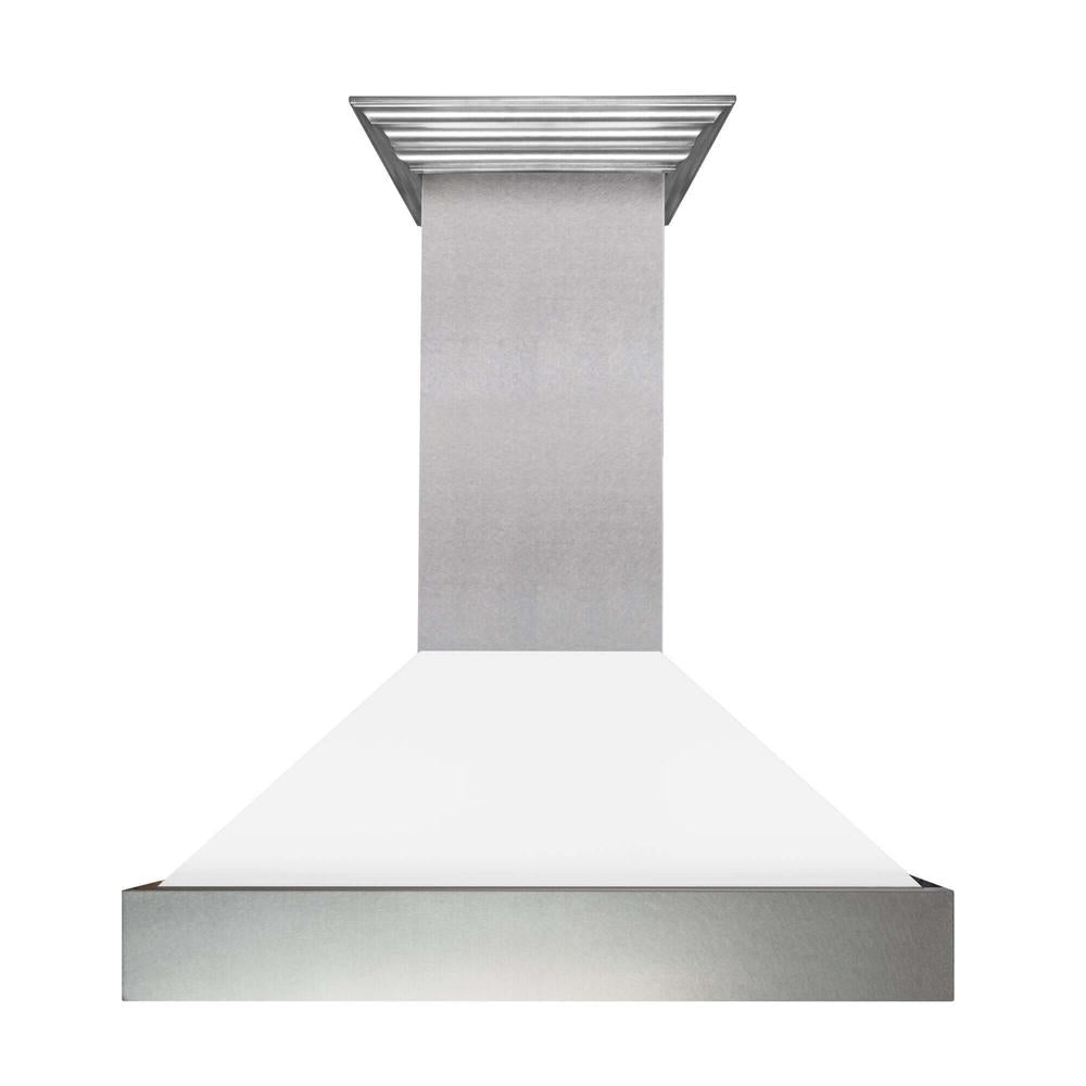 30 in. Kitchen Package with Satin Stainless Steel Dual Fuel Range with White Matte Door and Convertible Vent Range Hood 2KPRASWMRH30