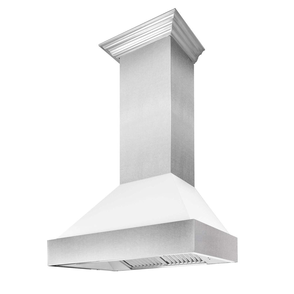 30 in. Kitchen Package with Satin Stainless Steel Dual Fuel Range with White Matte Door and Convertible Vent Range Hood 2KPRASWMRH30