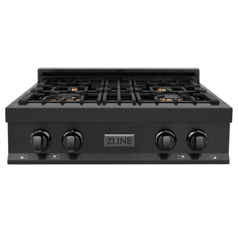 ZLINE Kitchen Package with 30 in. Black Stainless Steel Rangetop and 30 in. Over The Range Microwave with Modern Handle (2KP-RTBOTR30) 2KPRTBOTR30