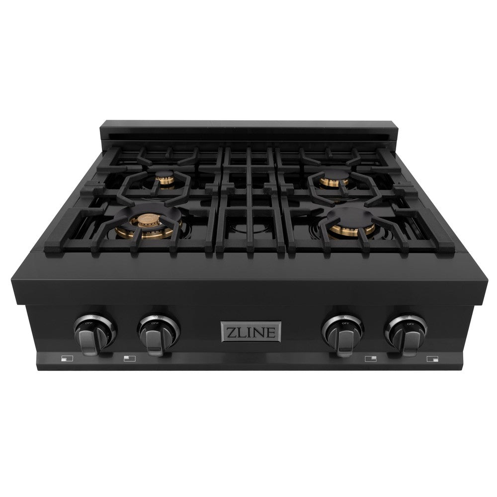 ZLINE Kitchen Package with 30 in. Black Stainless Steel Rangetop and 30 in. Convertible Range Hood (2KP-RTBRH30) 2KPRTBRH30