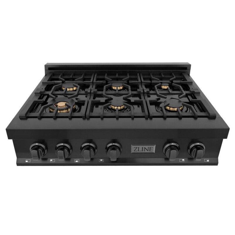 ZLINE Kitchen Package with 36 in. Black Stainless Steel Rangetop and 36 in. Convertible Range Hood (2KP-RTBRH36) 2KPRTBRH36