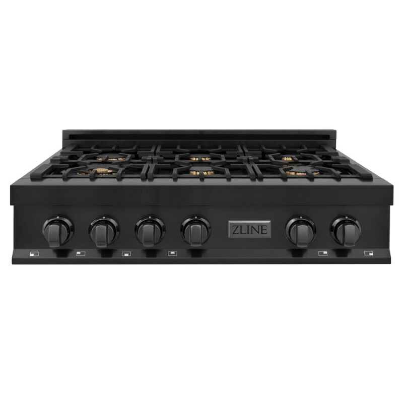 ZLINE Kitchen Package with 36 in. Black Stainless Steel Rangetop and 36 in. Convertible Range Hood (2KP-RTBRH36) 2KPRTBRH36