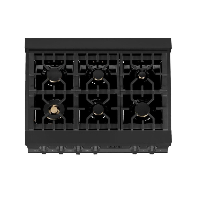 ZLINE Kitchen Package with 36 in. Black Stainless Steel Rangetop and 36 in. Convertible Range Hood (2KP-RTBRH36) 2KPRTBRH36