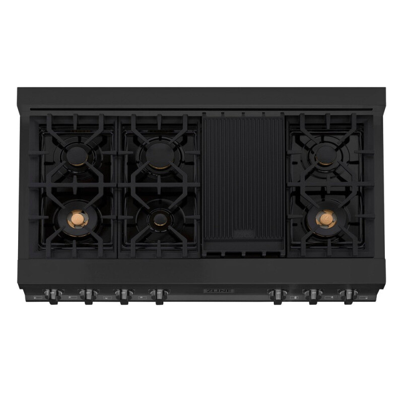 ZLINE Kitchen Package with 48 in. Black Stainless Steel Rangetop and 48 in. Convertible Range Hood (2KP-RTBRH48) 2KPRTBRH48
