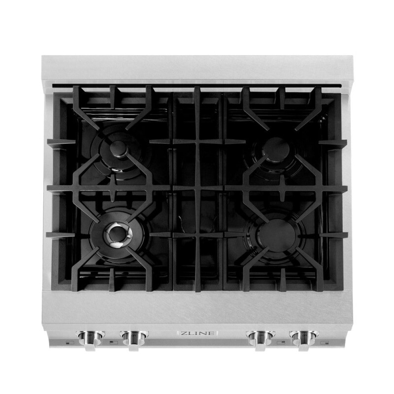 ZLINE Kitchen Package with 30 in. Satin Stainless Steel Rangetop and 30 in. Over The Range Microwave with Modern Handle (2KP-RTSOTR30) 2KPRTSOTR30