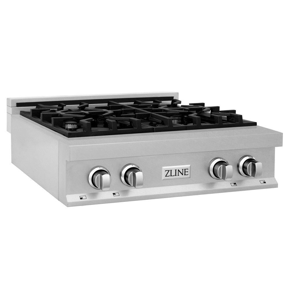 ZLINE Kitchen Package with 30 in. Satin Stainless Steel Rangetop and Convertible Range Hood (2KP-RTSRH30) 2KPRTSRH30