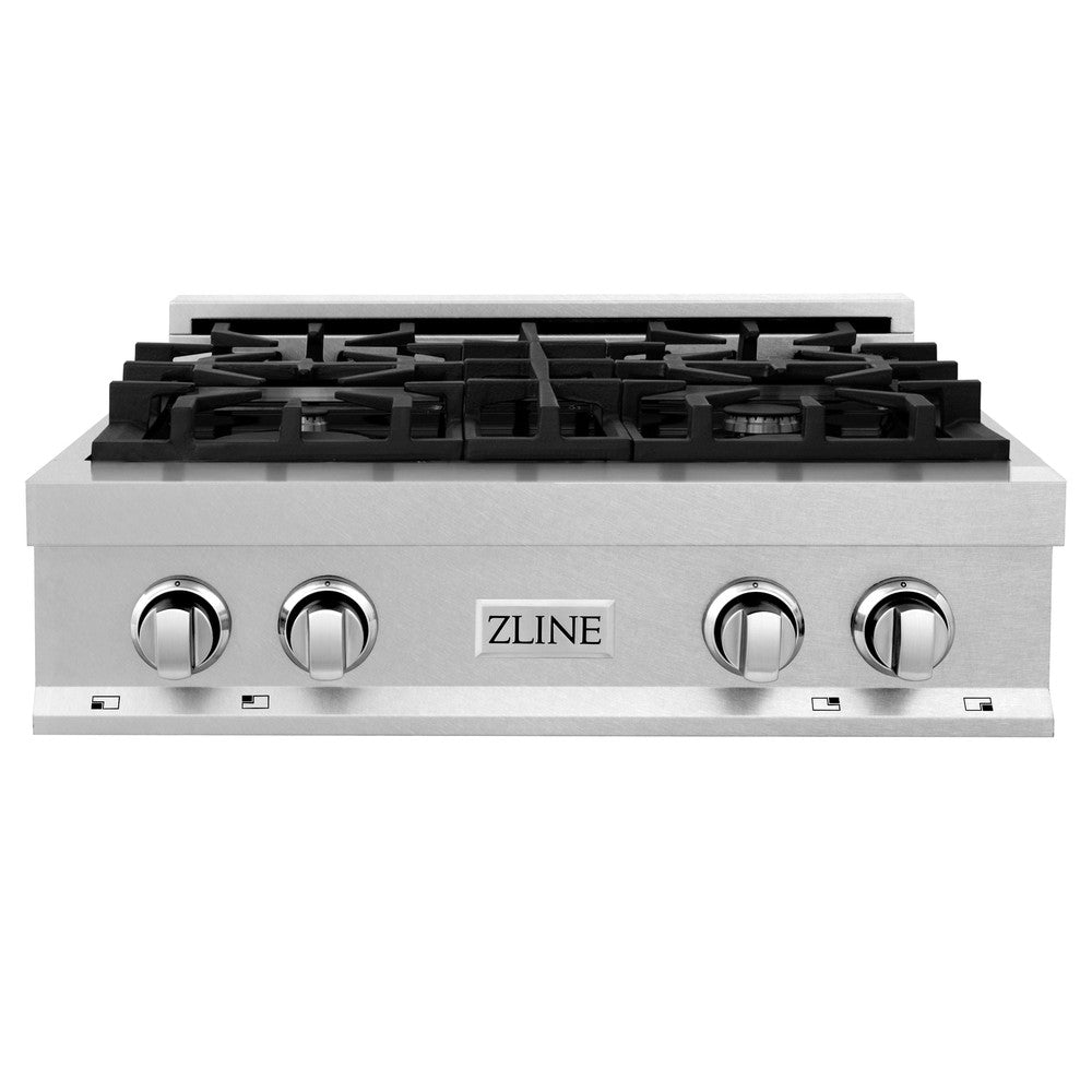 ZLINE Kitchen Package with 30 in. Satin Stainless Steel Rangetop and Convertible Range Hood (2KP-RTSRH30) 2KPRTSRH30