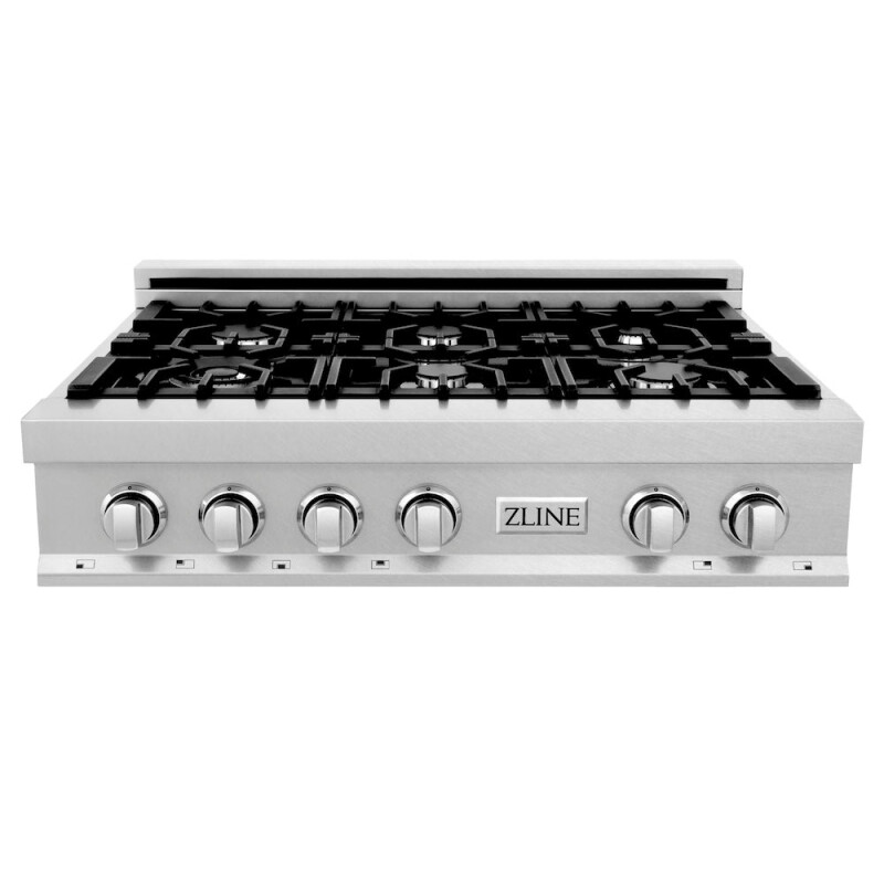 ZLINE Kitchen Package with 36 in. Satin Stainless Steel Rangetop and Convertible Range Hood (2KP-RTSRH36) 2KPRTSRH36