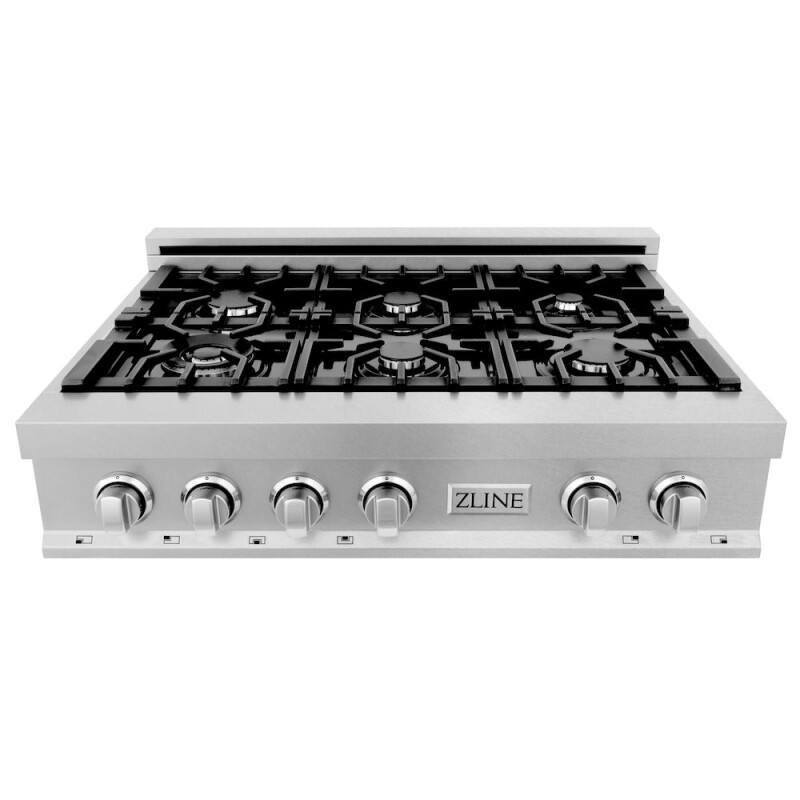 ZLINE Kitchen Package with 36 in. Satin Stainless Steel Rangetop and Convertible Range Hood (2KP-RTSRH36) 2KPRTSRH36