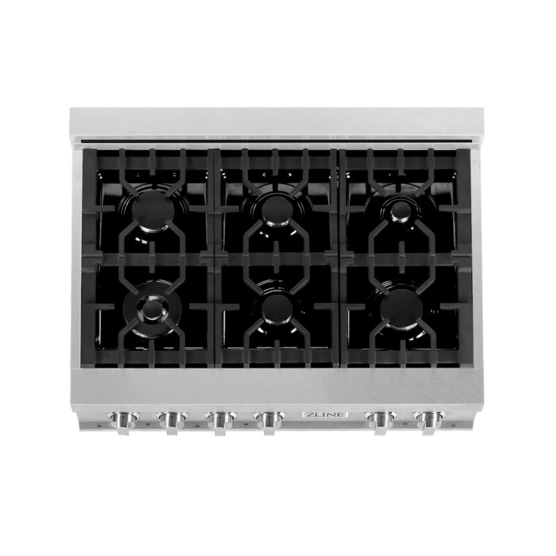 ZLINE Kitchen Package with 36 in. Satin Stainless Steel Rangetop and Convertible Range Hood (2KP-RTSRH36) 2KPRTSRH36