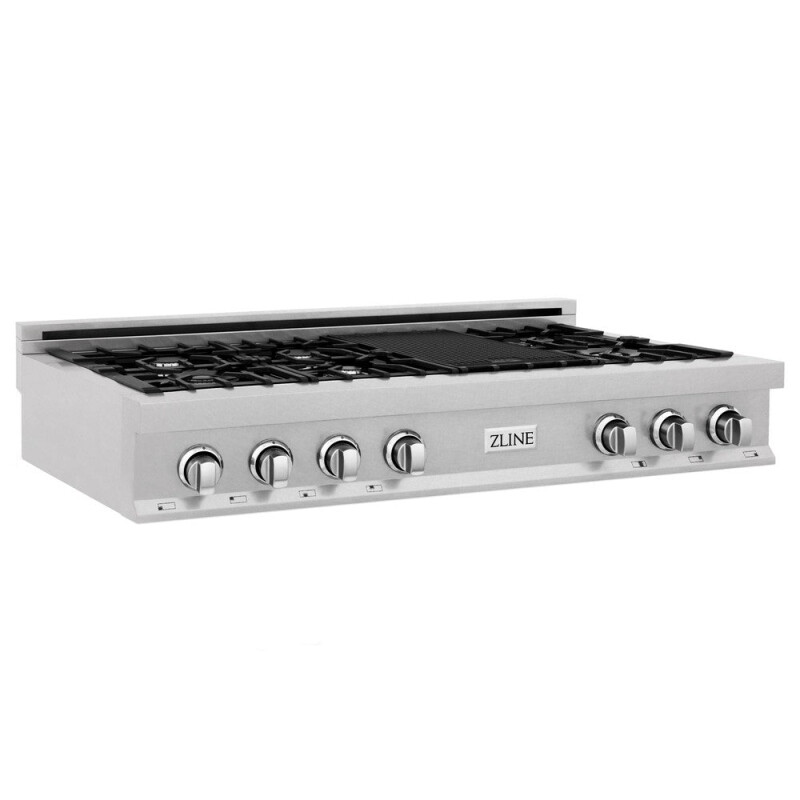 ZLINE Kitchen Package with 48 in. Satin Stainless Steel Rangetop and Convertible Range Hood (2KP-RTSRH48) 2KPRTSRH48