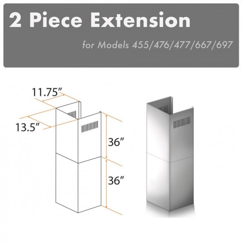 2-36" Chimney Extensions for 10 ft. to 12 ft. Ceilings 2PCEXT455476477667697